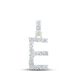 Image of 10kt Yellow Gold Womens Round Diamond E Initial Letter Pendant 1/10 Cttw BTGND168651