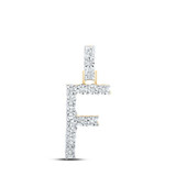 Image of 10kt Yellow Gold Womens Round Diamond F Initial Letter Pendant 1/12 Cttw BTGND168653
