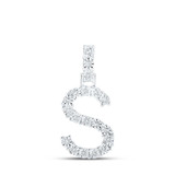 Image of 10kt White Gold Womens Round Diamond S Initial Letter Pendant 1/10 Cttw BTGND168680