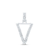 Image of 10kt White Gold Womens Round Diamond V Initial Letter Pendant 1/10 Cttw BTGND168686