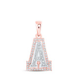 Image of 10kt Two-tone Gold Womens Round Diamond A Initial Letter Pendant 1/6 Cttw BTGND169046