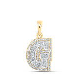 Image of 10kt Two-tone Gold Womens Round Diamond G Initial Letter Pendant 1/5 Cttw BTGND169063