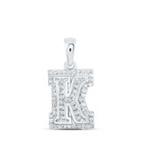 Image of 10kt White Gold Womens Round Diamond K Initial Letter Pendant 1/5 Cttw BTGND169074