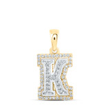 Image of 10kt Two-tone Gold Womens Round Diamond K Initial Letter Pendant 1/5 Cttw BTGND169075