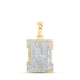 Image of 10kt Two-tone Gold Womens Round Diamond N Initial Letter Pendant 1/4 Cttw BTGND169087