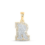Image of 10kt Two-tone Gold Womens Round Diamond R Initial Letter Pendant 1/5 Cttw BTGND169099