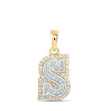 Image of 10kt Two-tone Gold Womens Round Diamond S Initial Letter Pendant 1/5 Cttw BTGND169102