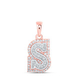 Image of 10kt Two-tone Gold Womens Round Diamond S Initial Letter Pendant 1/5 Cttw BTGND169103