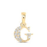 Image of 10kt Yellow Gold Womens Round Diamond G Initial Letter Pendant 1/20 Cttw BTGND169144