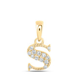 Image of 10kt Yellow Gold Womens Round Diamond S Initial Letter Pendant 1/20 Cttw BTGND169180