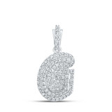 Image of 10kt White Gold Womens Round Diamond G Initial Letter Pendant 1/5 Cttw BTGND169305