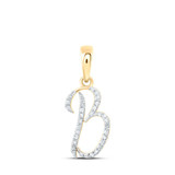 Image of 10kt Yellow Gold Womens Round Diamond B Initial Letter Pendant 1/10 Cttw BTGND169571