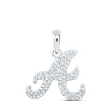 Image of 10kt White Gold Womens Round Diamond A Initial Letter Pendant 1/6 Cttw BTGND169769