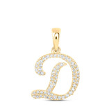Image of 10kt Yellow Gold Womens Round Diamond D Initial Letter Pendant 1/5 Cttw BTGND169777