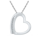 Image of Sterling Silver Womens Round Diamond Heart Pendant .03 Cttw BTGND97423