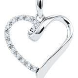 Image of Sterling Silver Womens Round Diamond Heart Pendant 1/20 Cttw BTGND97496