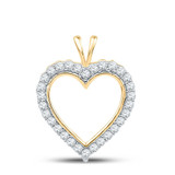 Image of 10kt Yellow Gold Womens Round Diamond Heart Pendant 1/4 Cttw BTGND97501