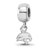 Image of Sterling Silver Rhodium-plated LogoArt Texas State University Bobcat Extra Small Dangle Bead Charm