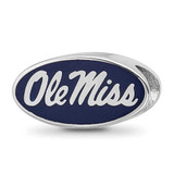 Image of Sterling Silver Rhodium-plated LogoArt University of Mississippi Ole Miss Oval Enameled Bead