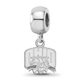 Image of Sterling Silver Rhodium-plated LogoArt Ohio University Extra Small Dangle Bead Charm