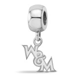 Image of Sterling Silver Rhodium-plated LogoArt College of William and Mary Extra Small Dangle Bead Charm
