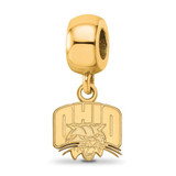 Image of Sterling Silver Gold-plated LogoArt Ohio University Extra Small Dangle Bead Charm