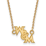 Image of Sterling Silver Gold-plated LogoArt College of William and Mary Small Pendant 18 inch Necklace