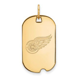 Image of 14k Yellow Gold NHL LogoArt Detroit Red Wings Small Dog Tag Pendant