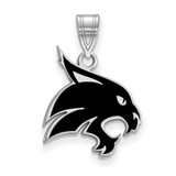 Image of Sterling Silver Rhodium-plated LogoArt Texas State University Bobcat Large Enameled Pendant