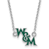 Image of Sterling Silver Rhodium-plated LogoArt College of William and Mary Small Enameled Pendant 18 inch Necklace