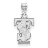 Image of Sterling Silver Rhodium-plated LogoArt Texas State University T-S Small Pendant