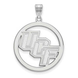 Image of Sterling Silver Rhodium-plated LogoArt University of Central Florida U-C-F Extra Large Circle Pendant