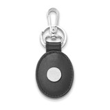 Image of Sterling Silver LogoArt Wake Forest University Black Leather Oval Key Chain