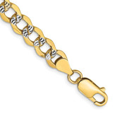 Image of 14K Yellow Gold 6.75mm Hollow with Rhodium Pave Curb Chain PWF150-9