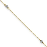 Image of 14k Two-tone Gold Mirror Bead 10in Plus 1in ext. Anklet