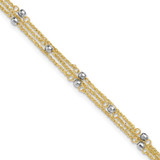 Image of 14k Two-tone Gold Triple Strand 10in Plus 1in ext. Anklet
