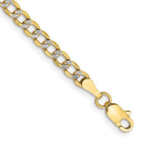 Image of 14K Yellow Gold 3.4mm Hollow with Rhodium Pave Curb Chain