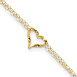 Image of 14K Yellow Gold Double Strand Heart 10in Plus 1in ext. Anklet