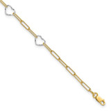 Image of 14K Two-tone Gold Paperclip Link Heart 9in Plus 1in ext. Anklet