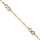 Image of 10k Yellow Gold Two-tone Polished Infinity 9in Plus 1 in ext. Anklet