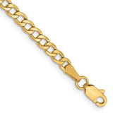Image of 14K Yellow Gold 10 inch 3.35mm Hollow Curb with Lobster Clasp Anklet