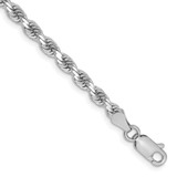 Image of 14K White Gold 9 inch 3.25mm Diamond-cut Rope with Lobster Clasp Chain