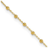 Image of 14K Yellow Gold Polished Diamond-cut Beaded 9in Plus .75in ext. Anklet