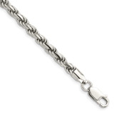 Image of Sterling Silver Rhodium-plated 4.75mm Diamond-cut Rope Chain QDC100R-10