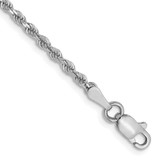 Image of 14K White Gold 2mm Diamond-Cut Rope Chain Anklet 618-10