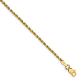 Image of 10k Yellow Gold 1.75mm Diamond-Cut Rope Chain Anklet 8000-9