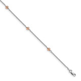 Image of 14K White and Rose Gold Polished Diamond-cut Beaded w/1in ext. Anklet