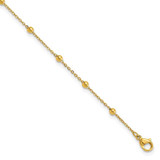 Image of Chisel Stainless Steel Polished Yellow IP-plated Beaded 9.5 inch Anklet Plus 1 inch Extension