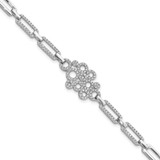 Image of Brilliant Embers Sterling Silver Rhodium-plated 164 stone 7 inch with Box Catch Clasp Micro Pave CZ Bracelet