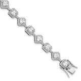 Image of Cheryl M Sterling Silver Rhodium-plated Fancy Brilliant-cut and Cushion-cut CZ 7.5 Inch Bracelet